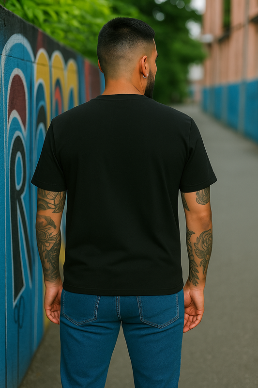 Minimal Face Patch Black Tee