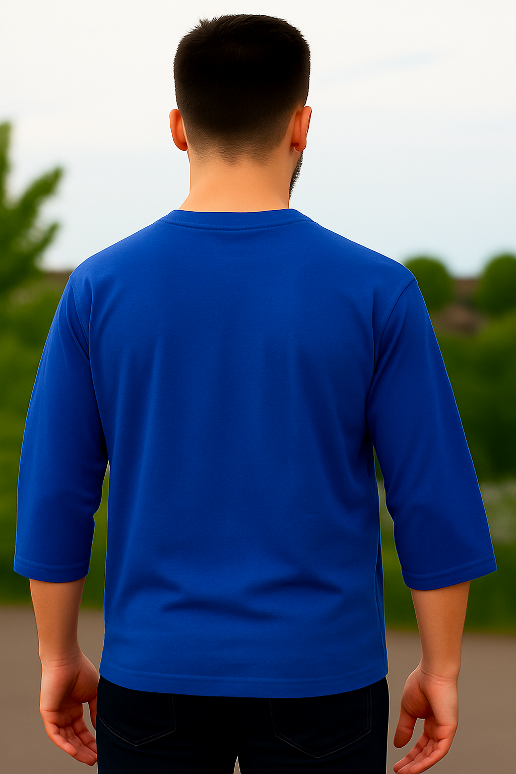 Bold Blue CrossConnection Tee – 3/4 Sleeve Style