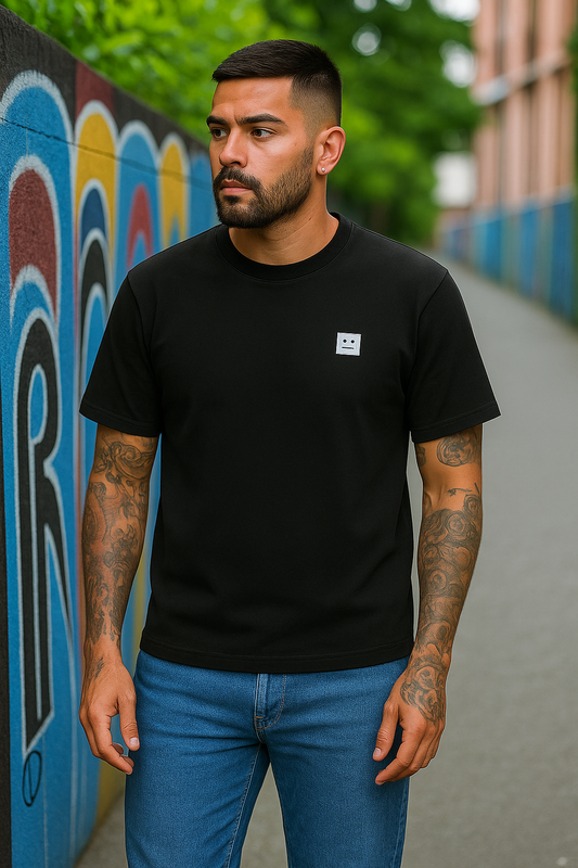 Minimal Face Patch Black Tee