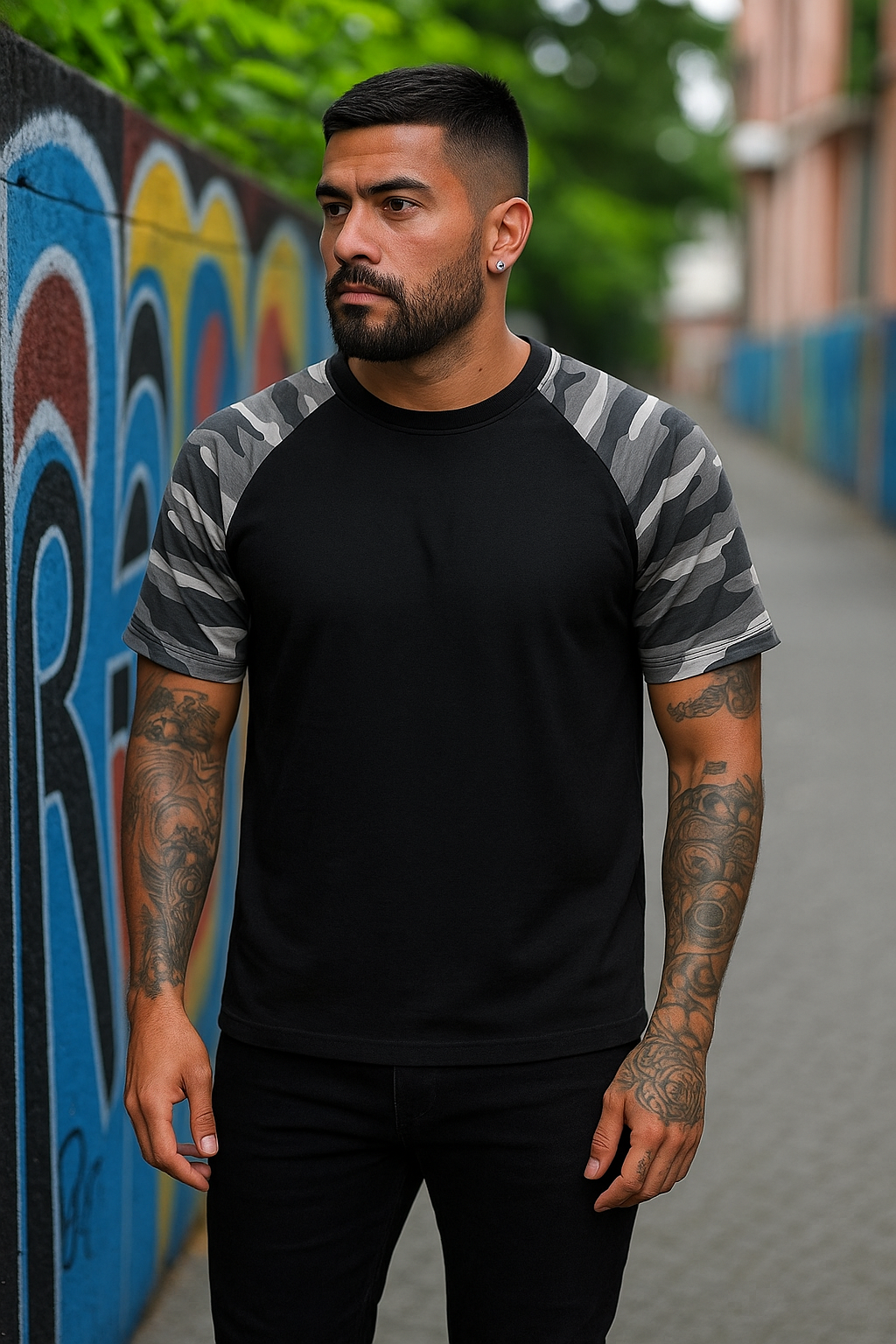 Camo Sleeve Raglan T-Shirt