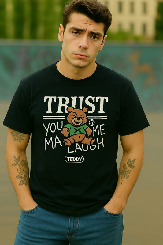 Playful Teddy Trust Graphic T-Shirt