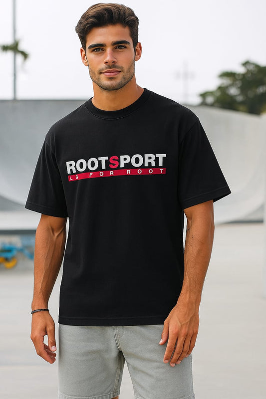 Urban Streetwear Black Graphic T-Shirt for Men