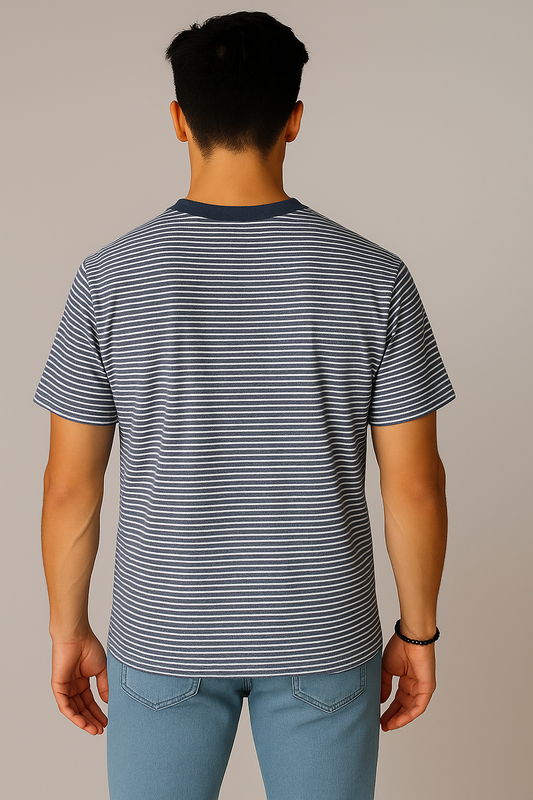 Classic Navy & White Striped Crew Neck T-Shirt