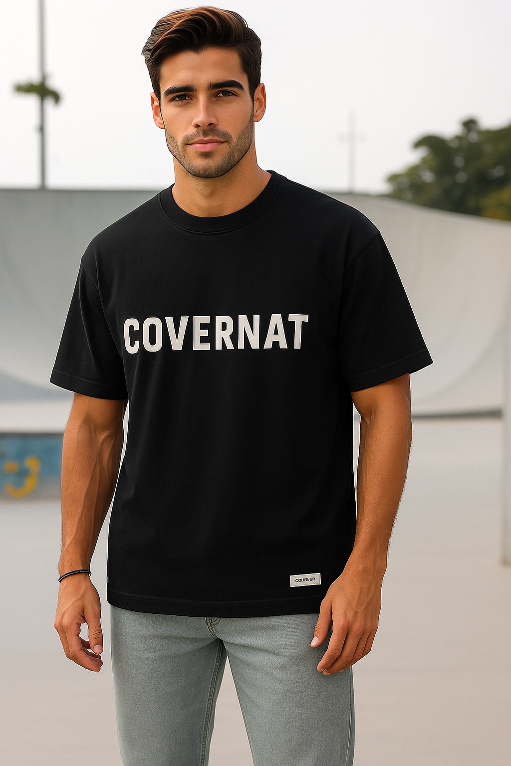 Bold Black "COVERNAT" Streetwear Tee