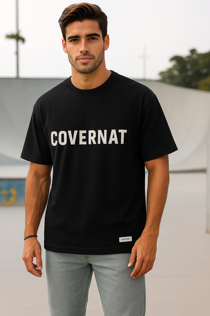 Bold Black "COVERNAT" Streetwear Tee