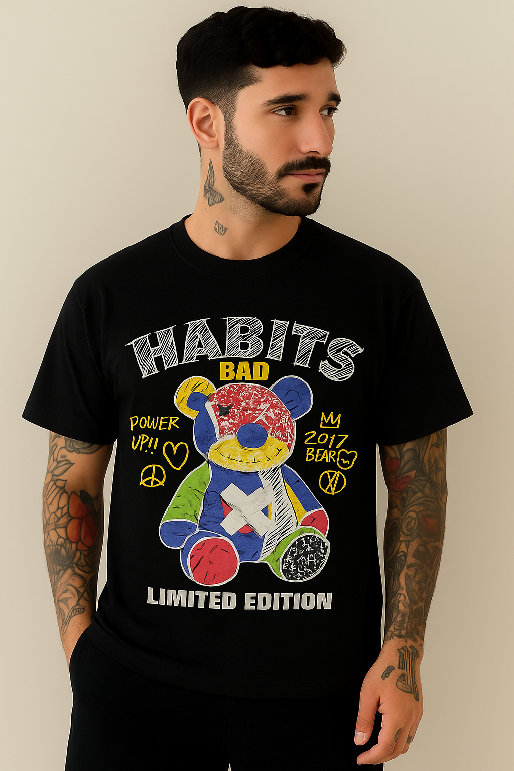 Bad Habits Bear – Limited Edition Graphic T-Shirt