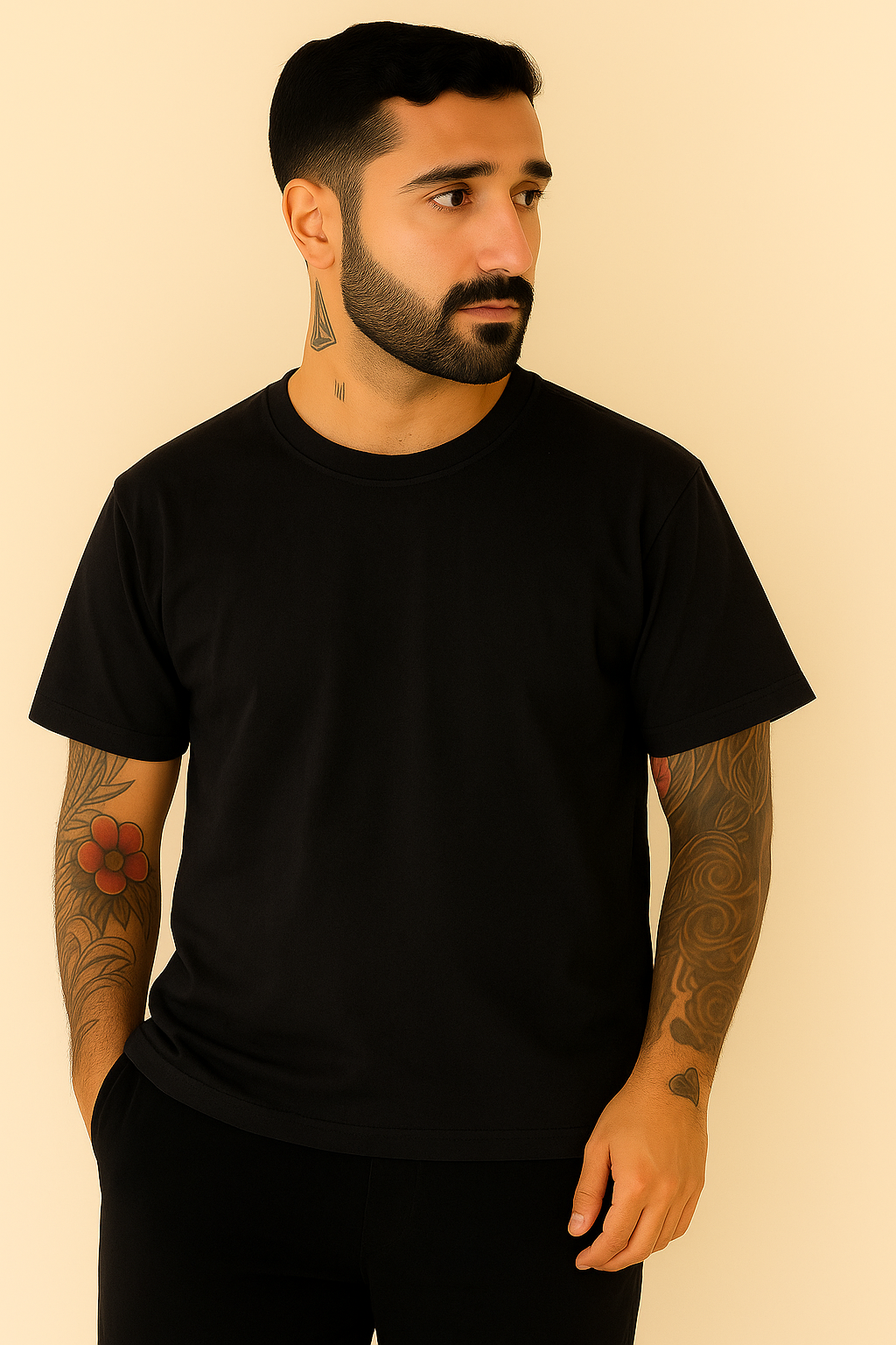 Classic Black Crew Neck T-Shirt for Men