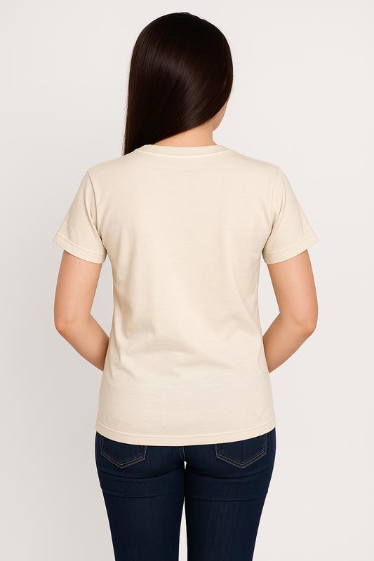 Women's Graphic Printed "CHERRY" Cream T-Shirt
